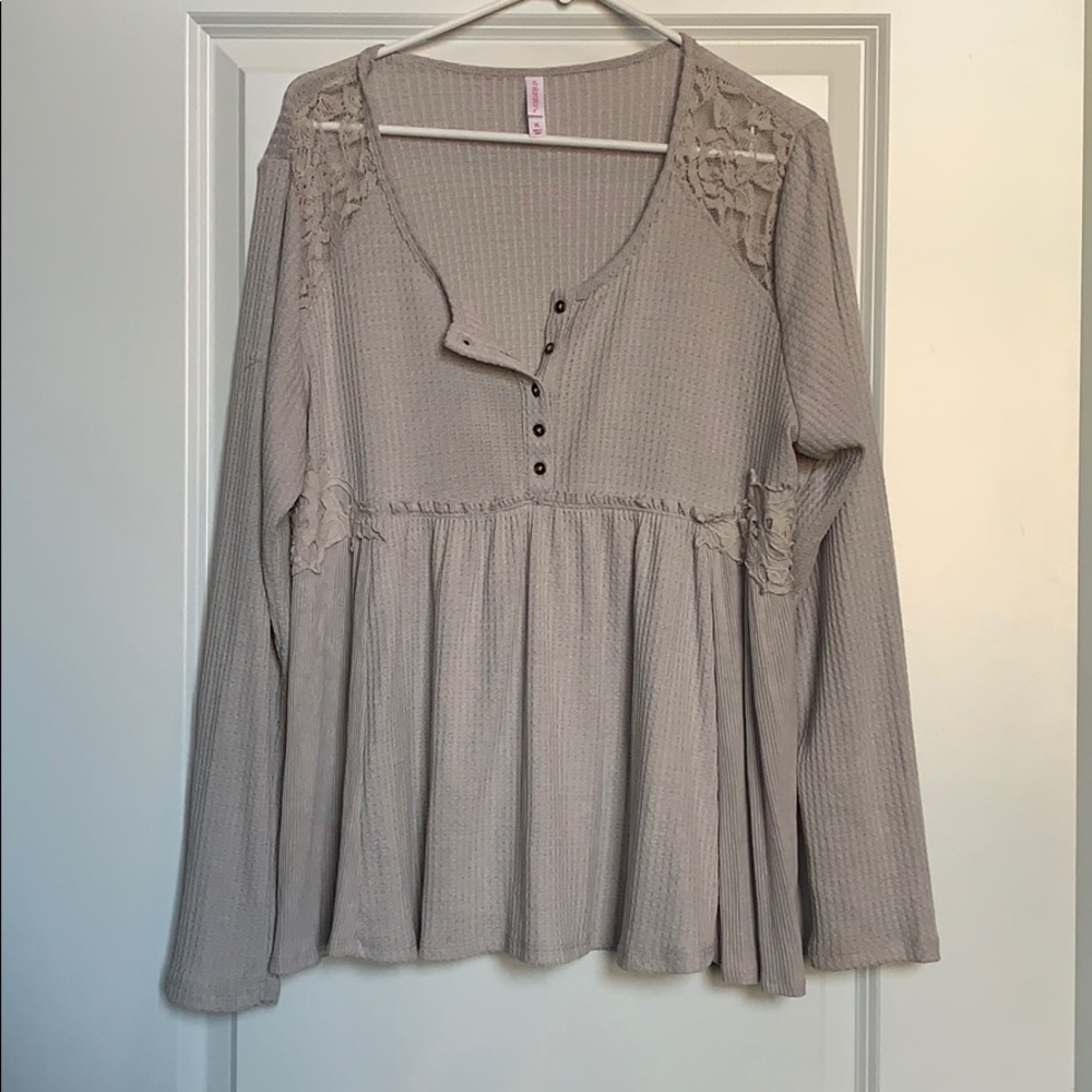 flowy lace button sweater